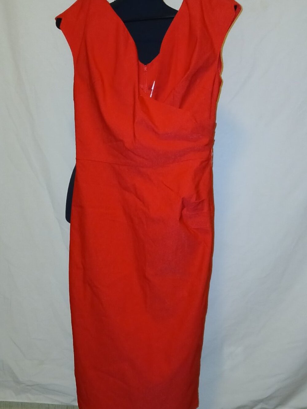 Bold Red Wrap-Style Sheath Dress
